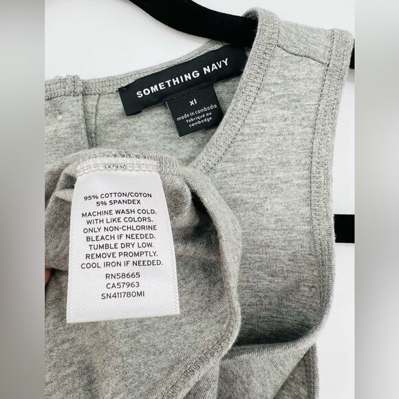 🆕 NWT Something Navy Bodysuit Grey Light Heather Top Sleeveless Button Back XL - Picture 15 of 15